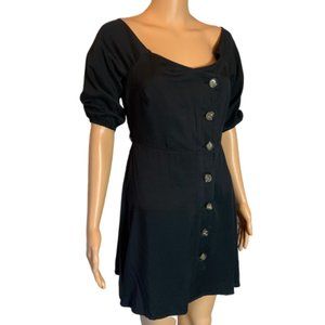 NWT Favlux Black Button Front Boho Mini Dress